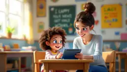 student and educator in classroom